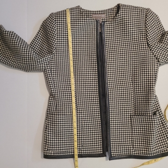 Valerie Stevens White and Black Houndstooth Print Blazer Size 6P Career Wear - Picture 10 of 11